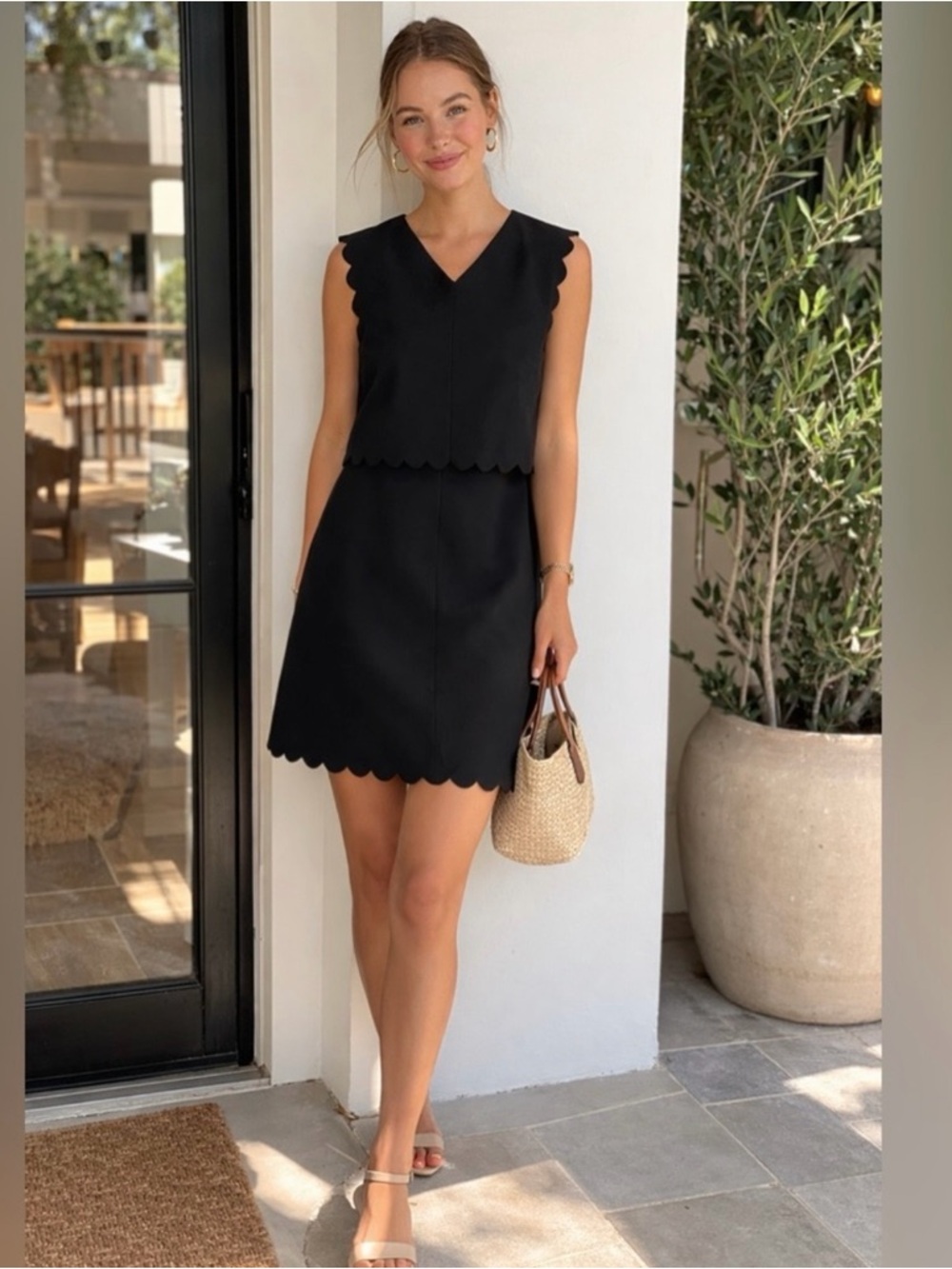 Rebecca Taylor sleeveless black scallop Dress size 12